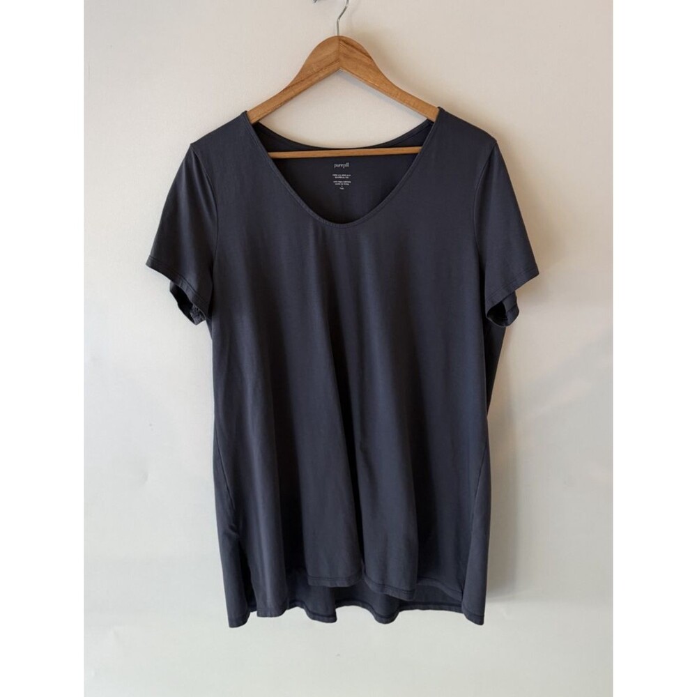 J.Jill Pure Jill Top Womens Large Tall Gray Side Slit Elliptical Tee Shirt - Picture 3 of 11